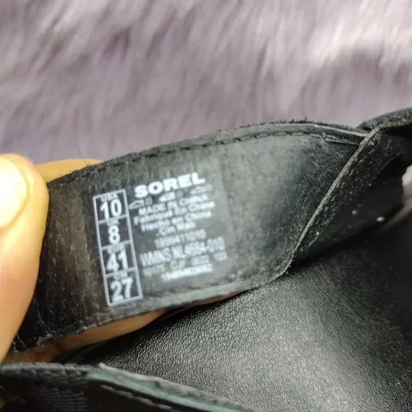 Sorel Joanie III Leather Slingback Open Toe Platform Sandals Women Size 10 Black - Picture 7 of 9